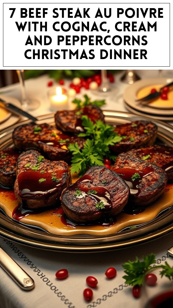 7 Beef Steak Au Poivre With Cognac, Cream and Peppercorns Christmas Dinner