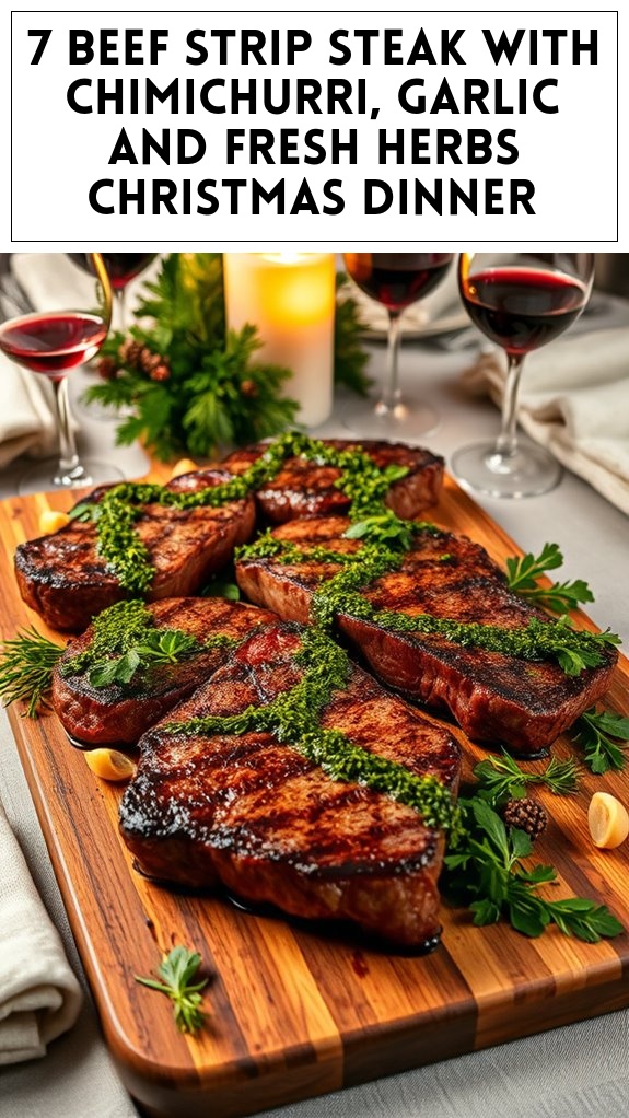 7 Beef Strip Steak With Chimichurri, Garlic and Fresh Herbs Christmas Dinner