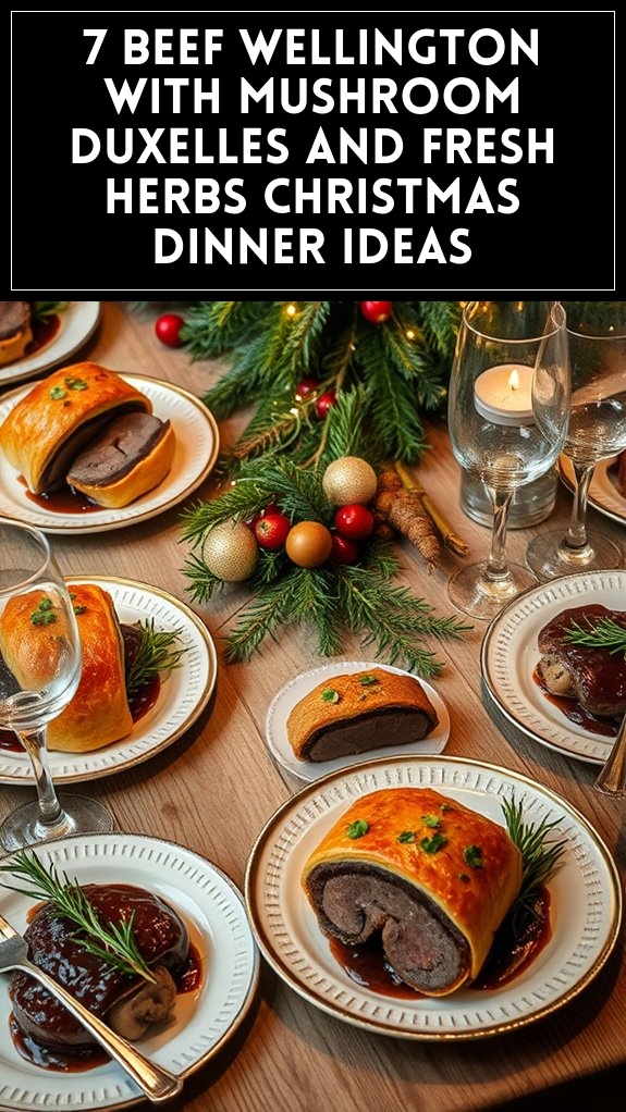 7 Beef Wellington With Mushroom Duxelles and Fresh Herbs Christmas Dinner Ideas