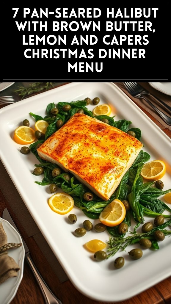 7 Pan-Seared Halibut With Brown Butter, Lemon and Capers Christmas Dinner Menu