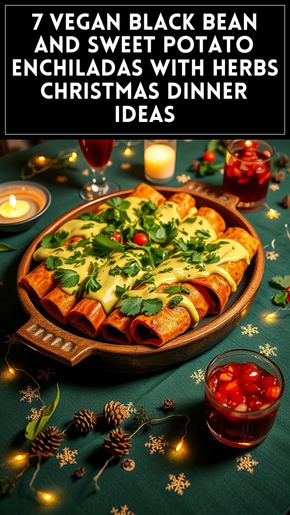 7 Vegan Black Bean and Sweet Potato Enchiladas With Herbs Christmas Dinner Ideas