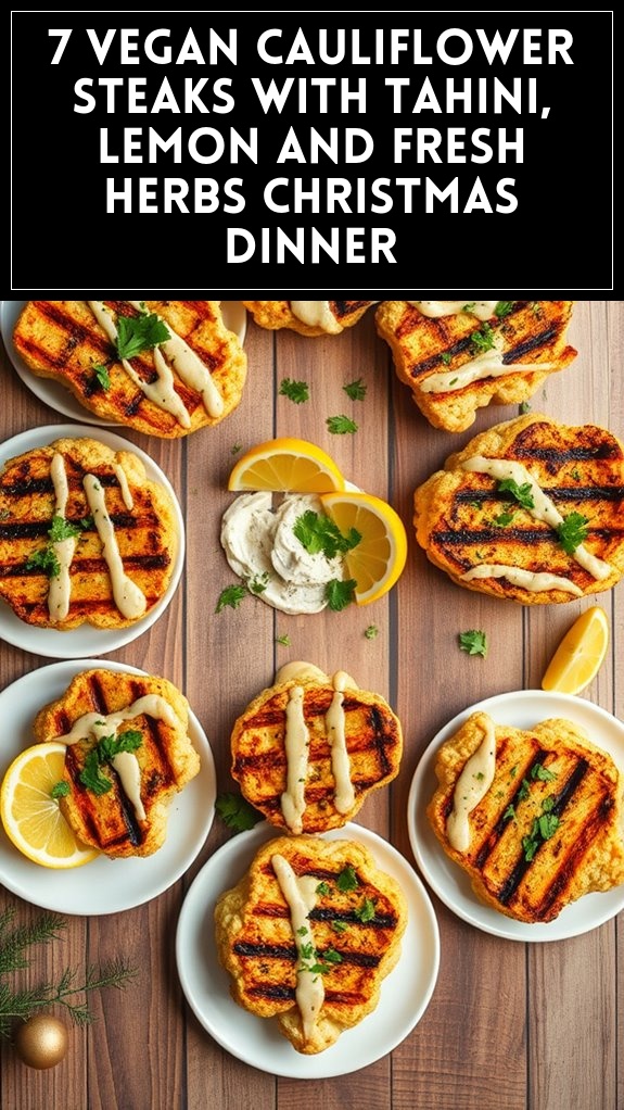 7 Vegan Cauliflower Steaks With Tahini, Lemon and Fresh Herbs Christmas Dinner