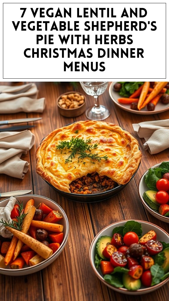 7 Vegan Lentil and Vegetable Shepherd's Pie With Herbs Christmas Dinner Menus