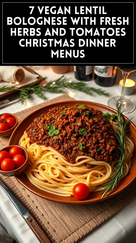 7 Vegan Lentil Bolognese With Fresh Herbs and Tomatoes Christmas Dinner Menus