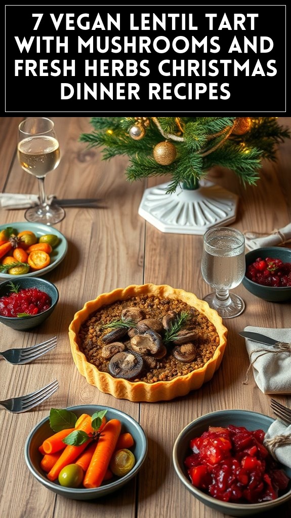 7 Vegan Lentil Tart With Mushrooms and Fresh Herbs Christmas Dinner Recipes