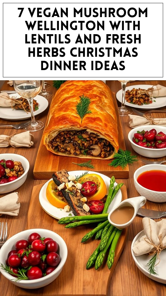 7 Vegan Mushroom Wellington With Lentils and Fresh Herbs Christmas Dinner Ideas